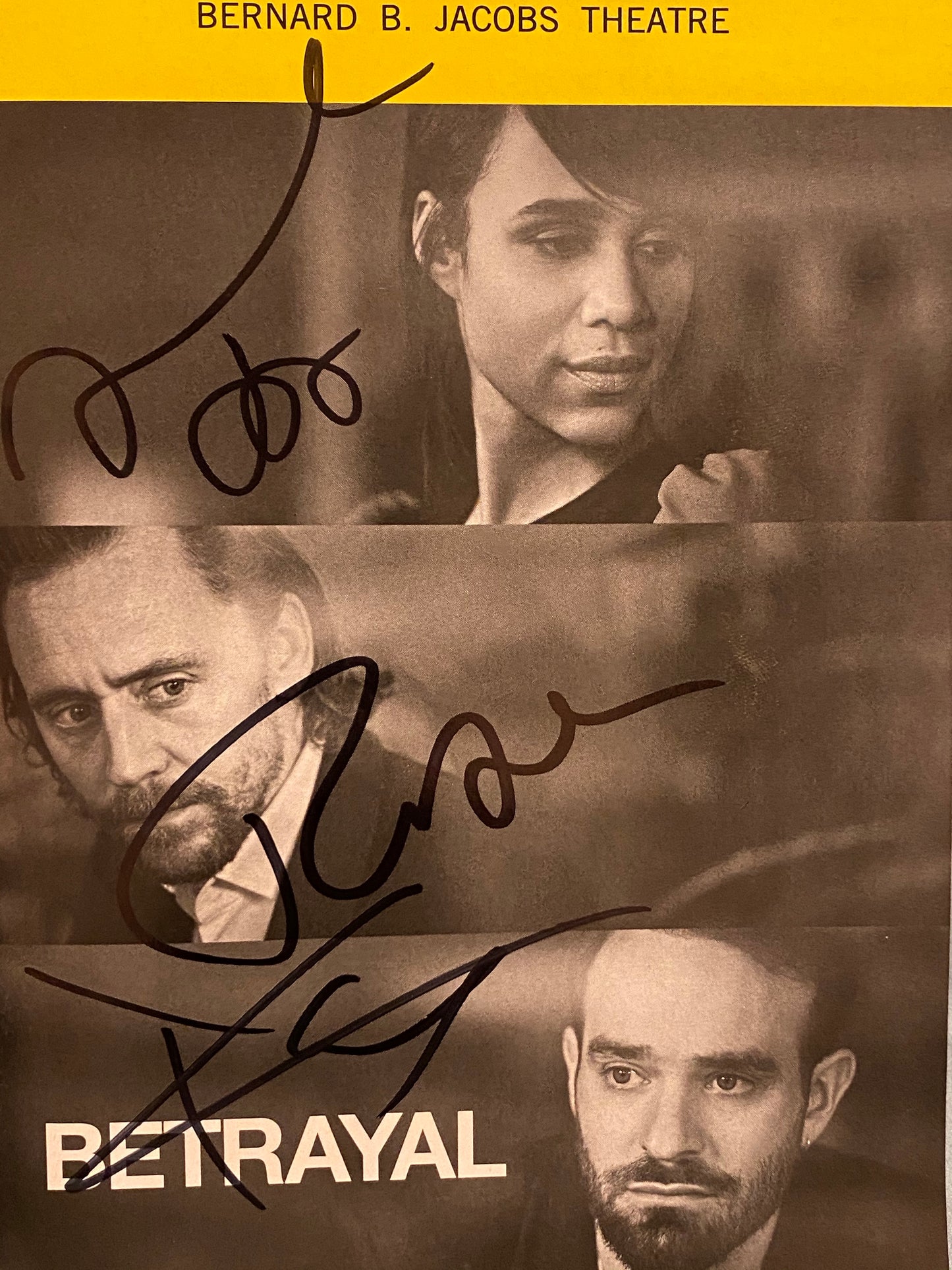 Tom Hiddleston, Charlie Cox and Zawe Ashton Signed Betrayal Playbill!